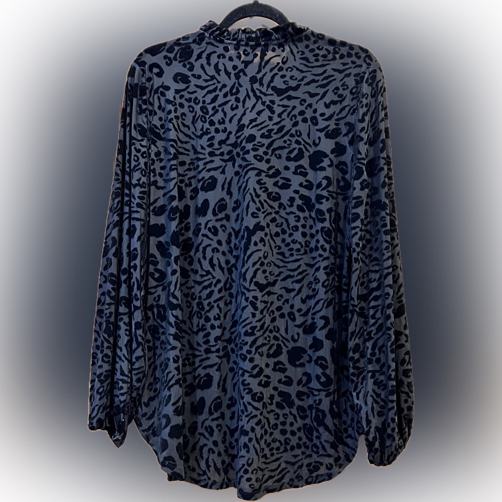 WHBM Midnight Velvet Burnout Blouse — Size L, NWOT - Picture 2 of 6